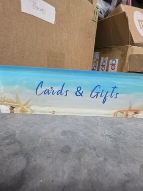 Coastal 'Cards & Gifts' Decorative Sign - Blue Beach Theme